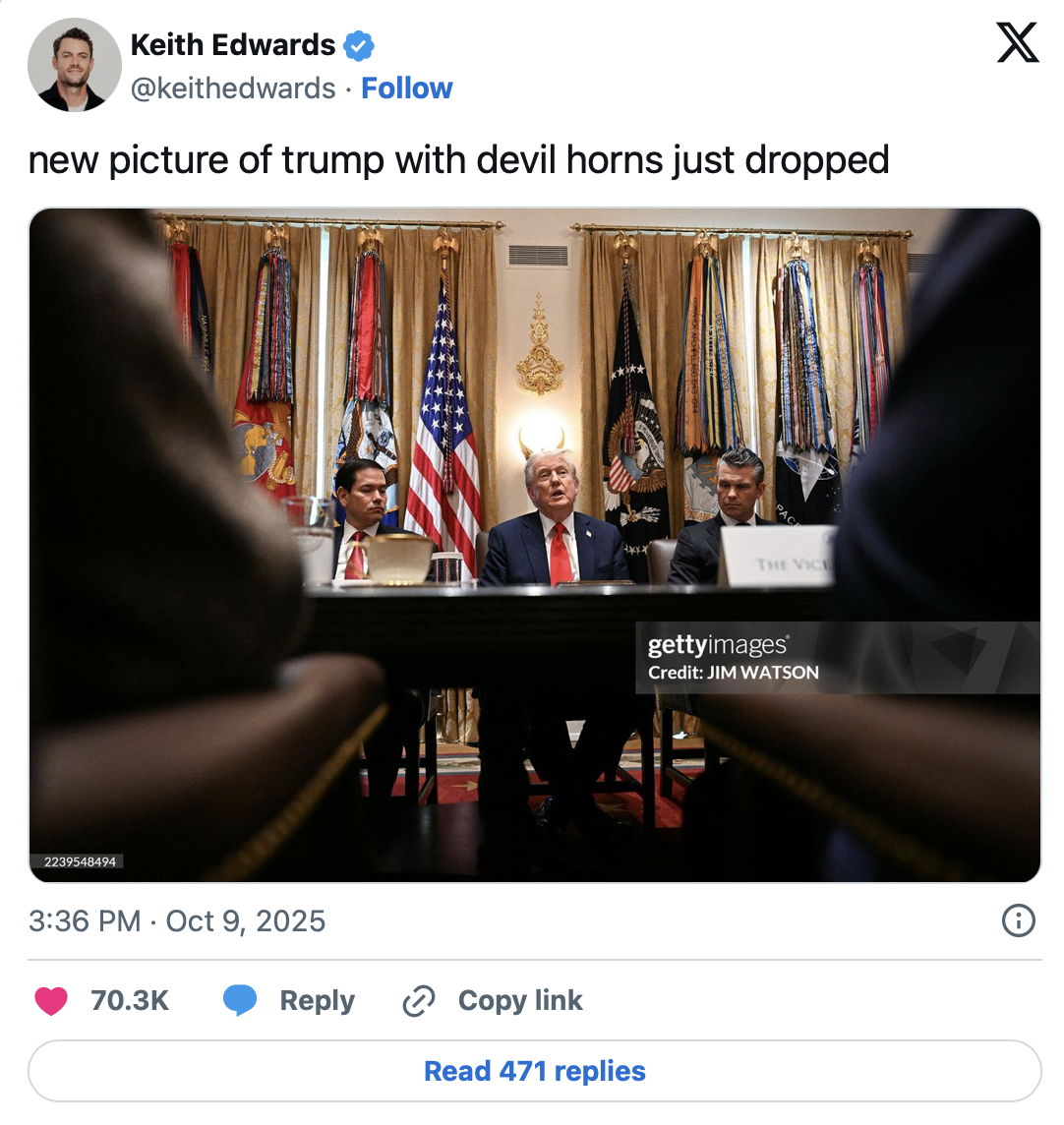 new picture of trump with devil horns just dropped